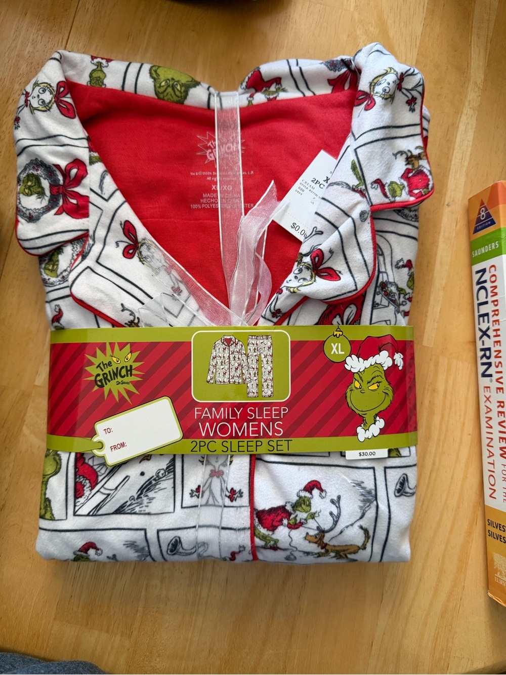 Komar Kids Women's Red, White & Green Grinch 2-Piece Sleep Set
